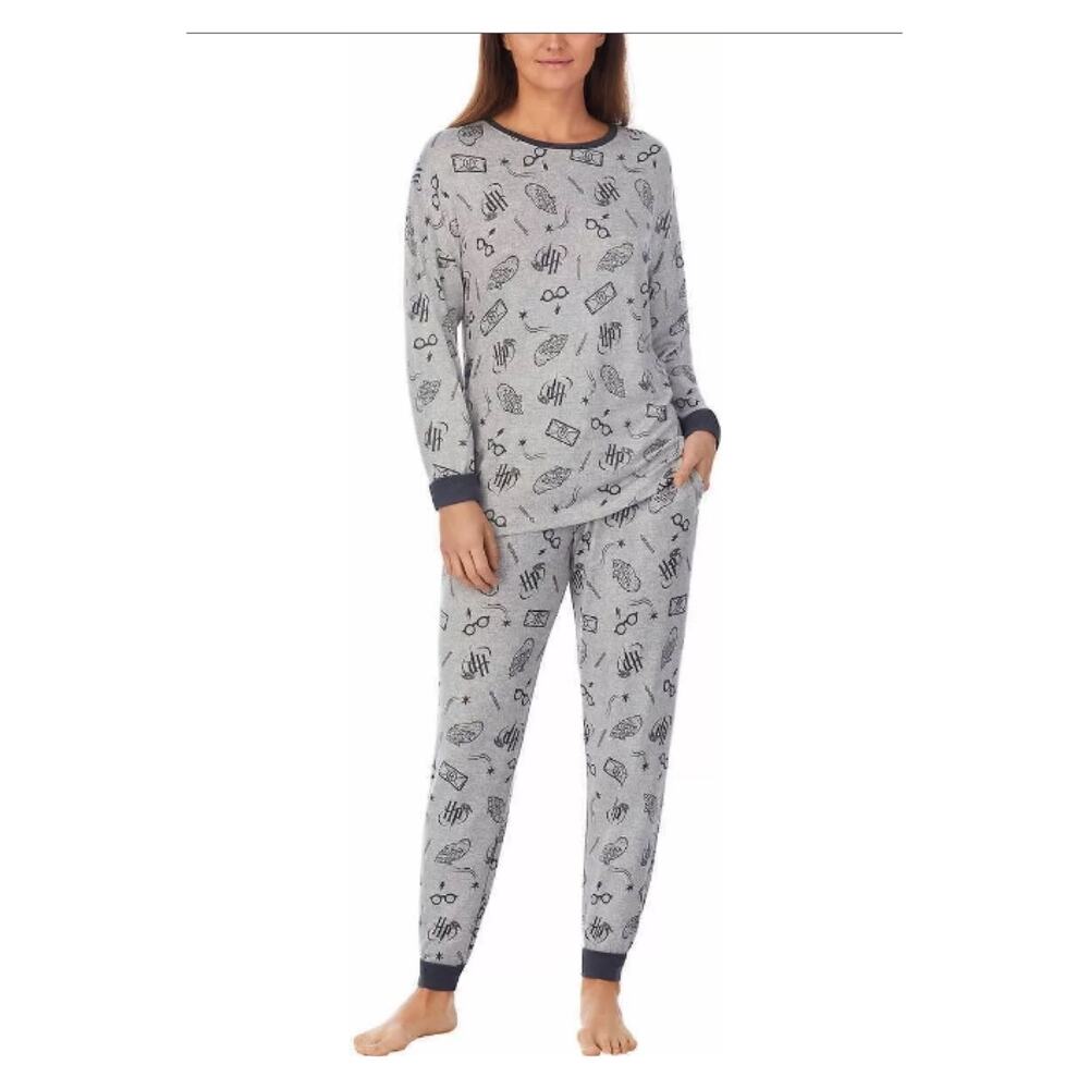 The Wizarding World Of Harry Potter Gray Icon Print Pajama Set Sz.XL